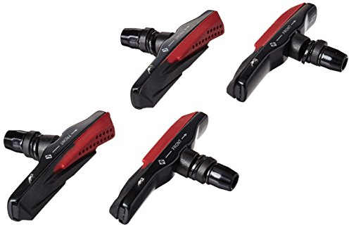 XLC Unisex – Erwachsene Bremsschuhe Cartridge V-Brake BS-V03 4er Set 72 mm, Schwarz, Rot, Einheitsgröße