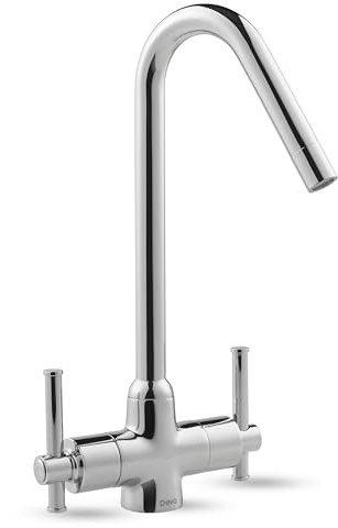 Deva Taurs Mono Sink Mixer Kitchen Tap Chrome Brass Construction 1/2 BSP Suitable for Low Pressure Systems WRAS Approved REG4 Compliant Separate Flow Temperature Controls | TAUR130