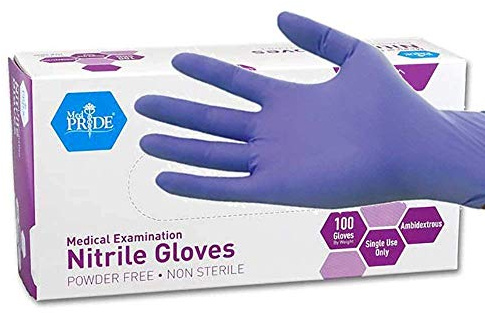 MedPride Powder-Free Nitrile Exam Gloves, Large, Large (Pack of 100)