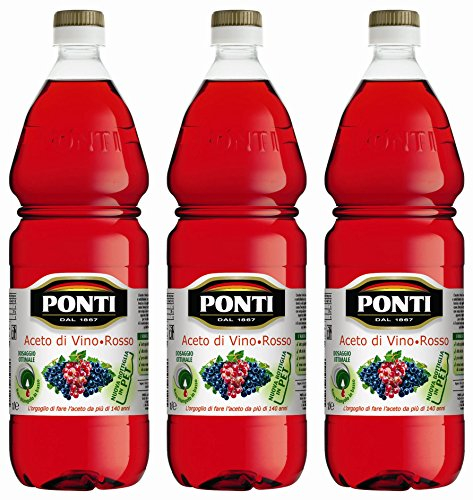 Vinaigre de vin rouge PONTI (3 x 1000 ml) en bouteille PET - Aceto di Vino Classico Rosso