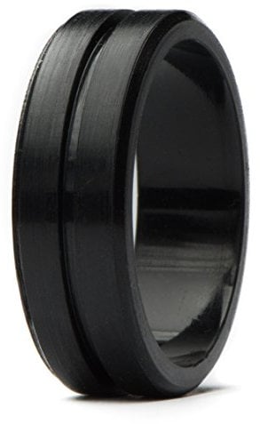 Unii Silicone Wedding Rings | Safety Rubber Wedding Bands | Athletic Ring for Active Men | Thin Groove Ring 7mm Wide | Best Alternative for Work, Mechanics, Sports, Workout Ring | Black - Size 12