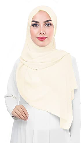 Lina & Lily Damen Muslim Premium Chiffon Hijab Kopftuch Schal aus Leicht Stoff (Elfenbein)
