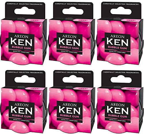 Areon Ken Auto Duft Bubble Gum Autoduft Dose Lufterfrischer Kaugummi Duftdose Wohnung Erfrischer 3D Set ( Bubblegum Pack x 6 )