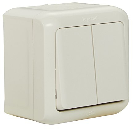 Legrand , interruptor de conmutación doble montado en superficie para ambientes húmedos a prueba de salpicaduras (IP44), para montaje en pared, 782361, Blanco