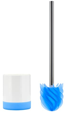 LOOMAID Silikon WC-Bürste mit Lotuseffekt – Made in Germany – Klobürste, Toilettenbürste mit Halter (Blau)