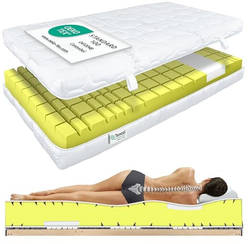 Matratzen Perfekt 9-Zonen Kaltschaummatratze Terra Med Visco 90 x 200 cm – mit Visco-Schulterzone und Memory-Foam hohes Raumgewicht Tencel Bezug Härtegrad H2 Höhe 24 cm