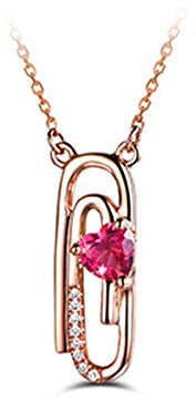 Daesar 18ct Rose Gold Necklace for Women Paper Clips 0.25ct Tourmaline Necklaces for Women Pendant Necklace Rose Gold