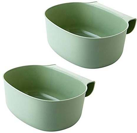 2Pcs Coupelle Collecte Déchets Cuisine - Bac Poubelle Collecteur pour Plan de Travail - Récipient à Accrocher - 21 x 17,8 x 9cm (Vert)