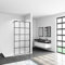 80x200cm Mamparas de ducha pantalla panel fijo estilo industrial negro Mate con cuadrados cristal antical 8mm con Barra 73-120cm