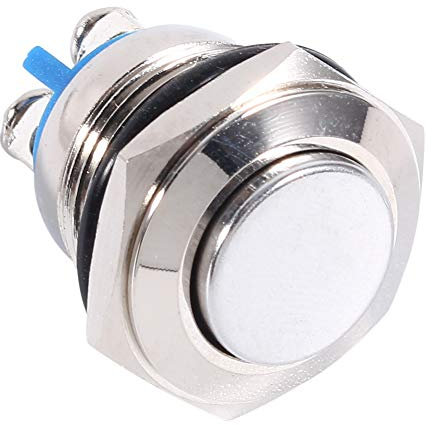 Interrupteur à Bouton Poussoir, 12 V 16 Mm étanche Voiture Véhicule Métal Bouton Poussoir Momentané Interrupteur De Klaxon Marche/Arrêt