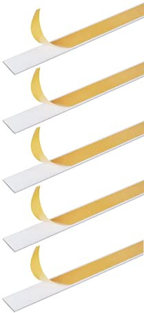GAH-Alberts 424022 433598 Lot de 5 barres plates autocollantes en aluminium de qualité supérieure avec revêtement plastique blanc Longueur 1 m, largeur 20 mm