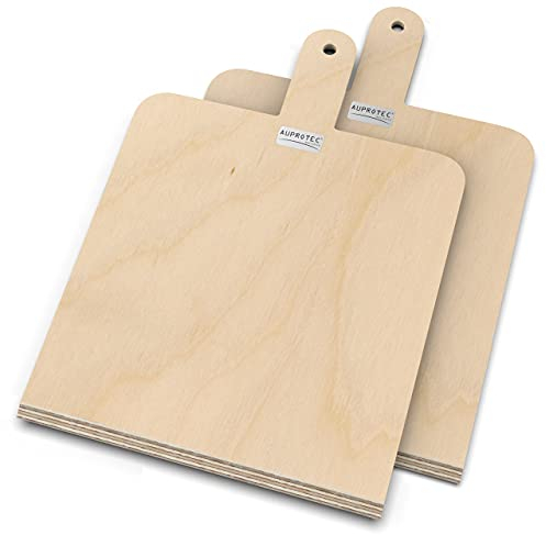 AUPROTEC Pizzaschaufel Holz Pizzaschieber Pizzabrett Birke geschliffen Modell Danny: 2er Set, Größe XXL 48 x 32 cm