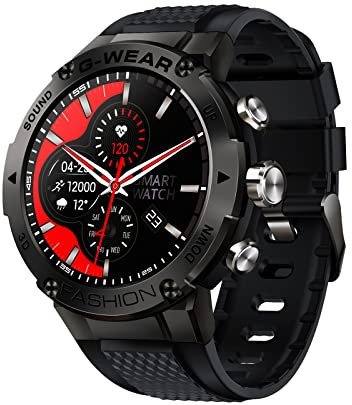 Montre intelligente pour homme avec traqueur d'activité et de fitness avec Bluetooth, appel, pression artérielle, fréquence cardiaque, SpO2, moniteur de sommeil, podomètre, montre de sport étanche,