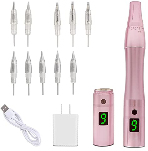Poysuper Professional Tattoo Permanent Makeup Stift Drahtlose Maschine Pen Set Mit 10 Microblading Stück Nadeln Versorgung für Augenbrauen Lippen Gerät A901