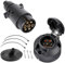 SPARKMOTO 7 poliger Anhängerstecker und 7 polige Anhängersteckdose,12V Wasserdicht Wohnwagen Anhänger 7 poliger Stecker Steckdose mit Montagezubehör,Anhänger AHK Adapter Stecker Steckdose(Gummi Kappe)