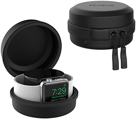 Smatree Ladetasche Ladestation für Apple Watch Series 8/7, Serie 6, Serie 5, Serie 4/3/2/1/ SE (Original-Magnetladekabel Nicht im Lieferumfang enthalten) Tragbarer Ladekoffer - Schwarz