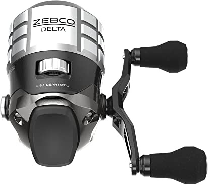 Zebco Delta Spincast Fishing Reel, Size 30 Reel, Changeable Right- or Left-Hand Retrieve, Dual Ceramic Pick-Up Pins, Pre-Spooled with 10-Pound Fishing Line, Braid Ready, Cool Gray