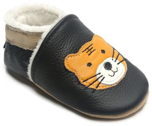 IceUnicorn Krabbelschuhe Baby Winter Krabbelschuhe Gefüttertlüsch Hausschuhe Baby Lauflernschuhe Warm Weiche Leder Babyschuhe(Plüsch Tiger, 2-3 Jahre)