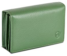 VON HEESEN® Visitenkartenetui Leder mit RFID-Schutz - Platz für 50 Visitenkarten - 6 Fächer - Visitenkarten Etuis - Geschenk für Damen & Herren (Grün)