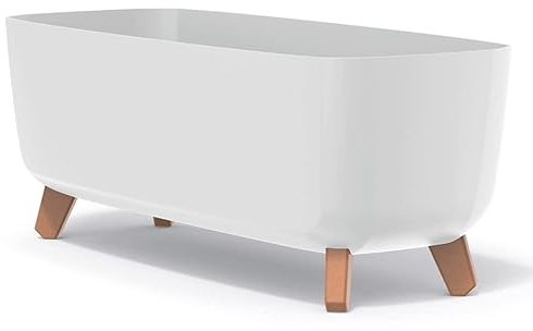 Blumentopf Blumenkübel mit Füßen Pflanzkübel mit Pflanzeinsatz Beine Pflanzschale Matt Gracia Case Übertopf (Weiß, 58cm)