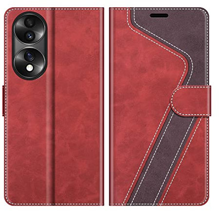 MOBESV Phone Cover For Honor 70 5G, Flip Wallet Case for Honor 70 5G Phone Case, Red/Dark Purple