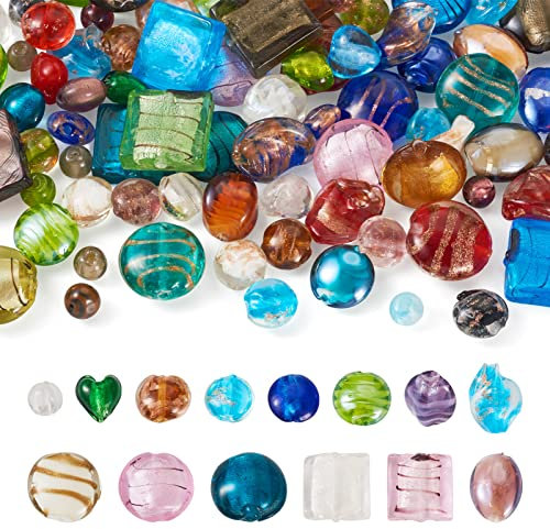 Craftdady Lot de 100 perles en verre soufflé en forme de cœur, rondes et colorées, pour la fabrication de bijoux, colliers, bracelets