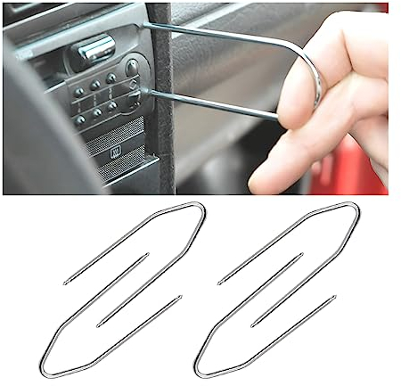 JNNJ 2 Pièces Outil D'Extraction Autoradio Principales, Outils D'Extraction Radio Stéréo Voiture par, Acier Inoxydable Clef Extraction Autoradio pour Voiture Garniture Outil De Suppression(Forme-V)
