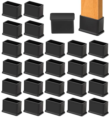 Mozeat Lens Lot de 24 embouts rectangulaires pour pieds de chaise en PVC épais - Réduit le bruit et les rayures - 15 x 30 mm