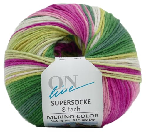 Online Garne Sockenwolle 8-fädig Supersocke # 353 Merino Color | Dicke Strumpfwolle mit Farbverlauf zum Stricken und Häkeln | Sockengarn 8-fach, trocknergeeignet (2950)
