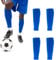 2 Pairs Football Sock Sleeves, Soccer Shin Guards Sleeves, Team Leg Sock Cut Socks for Football Games Beginner (Blue Adult)