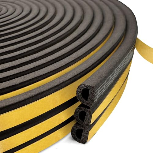 shinfly Burlete Ventana Puerta, 15M Tira de Sellado Junta Autoadhesiva Espuma Burlete de Entrada Correderas Aislante Termico Frio, Ruido, Colisión (15M Marrón)