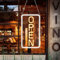 LightingWill Open Neon Schild, Open Schild LED mit 12V Ein/Aus Adapter, Open Leuchtreklamen für Business Light Up Sign für Bar, Salon, Store, Cafe, Shop, Club, Gelb/Weiß, Vertikal