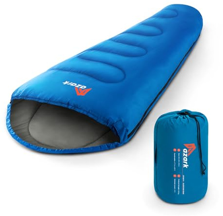 azark Premium Sleeping Bag, 350GSM, Lightweight and Waterproof, 4 Seasons of Camping, Hiking and Outdoors, Sleeping bag for Adults & Kids
