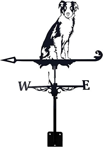 Windfahne, Australian Shepherd, Wetterfahne mit Dachmontage, Bauernhaus-Wetterfahne, kreativer Windrichtungsanzeiger mit Rostschutzbeschichtung Metallhalterung im Freien