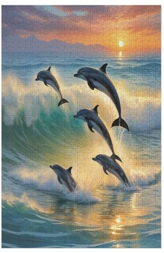 1000 Teile Puzzle Für Jugendliche,Delfin Puzzles,Erwachsenenpuzzle,Holzpuzzles,Dekompressionsspiel,Spielzeugpuzzles (78×53cm)