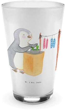 Mr. & Mrs. Panda Cocktailglas Pinguin Kerzenziehen - Geschenk, Kerzen Ziehen. DIY, Deko Basteln, Wasserglas, Trinkglas, Latte Macchiato Glas, Longdrinkglas