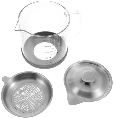 TOPBATHY Glass Oil Pot Oil Strainer Jug Leakproof Storage Tank with Proof Lid and Strainer