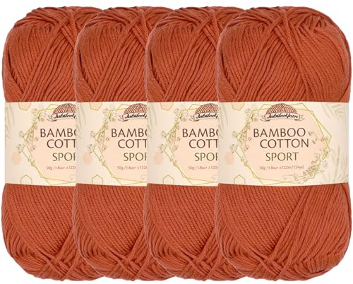 JubileeYarn Bamboo Cotton Sport Yarn - 50g/Skein - Gingerbread - 4 Skeins