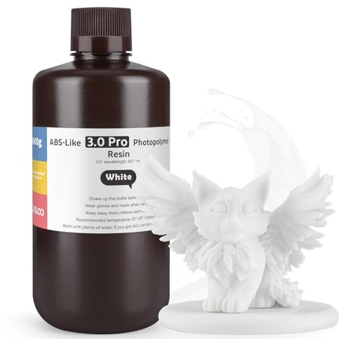 ELEGOO ABS-Like Resin 3.0 Pro, UV-Härtendes 3D Resin mit Hohe Präzision, Nicht Spröde, Nicht Giftig für LCD/DLP 3D Drucker Photopolymer Harz Weiß 1000g