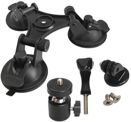 Ronyme Action Camera Suction Cup Car Mount Camera Holder with Gimbal with Adapter Triangle Suction Cup for Glass Walls Car Body Boat