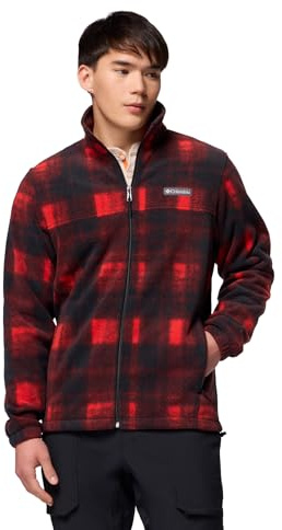 Columbia Steens Mountain - Giacca da uomo con stampa, in pile, con zip intera, colore rosso vela, XL