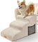 Scaletta per Cani a 3 Gradini,Masthome Scala per Cani in Spugna per Letto,Scala Antiscivolo per Animali Domestici,con Fodera Rimovibile e Lavabile,per divani,Letti e Sedie, Beige