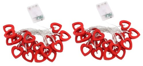 Zerodeko 2 Stück Schnur Liebe Form Lichterkette wandverkleidung wand polsterung Baumdekoration Lichter drinnen Blitzlicht hochzeitsdeko feenhaftes Lichtdekor Herz Lichterkette hölzern rot