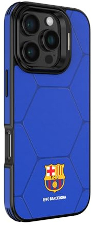 OCPC iPhone 16 Pro Max Hülle – FC Barcelona Offiziell Lizenzierte Edition – Premium Leder Case, Ständer & Kameraschutz – Stoßfeste Schutzhülle FC Barcelona – Blau