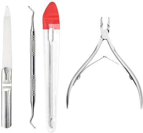 4 cortaúñas, cortaúñas de los pies, cortadores de uñas de acero inoxidable, juego profesional de pinzas para uñas encarnadas y gruesas