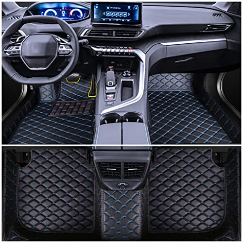Muchkey Auto Fussmatten Set für Toyota Auris 2000-2027 | PU Leder Fußmatten Allwetter Matte Wasserdicht Automatten Zubehör Schwarz Blau