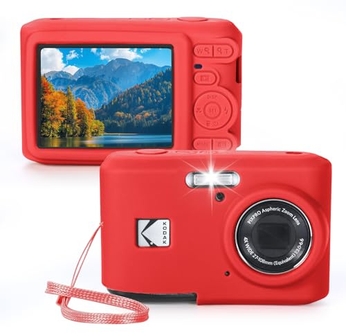 EUGOOCX Silicone Case Compatible with Kodak PIXPRO FZ45 Digital Camera, Soft Protective Cover Anti-Scratch Sleeve Jacket with Lanyard (Red)
