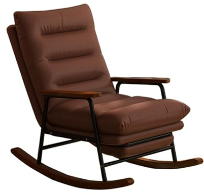 Schaukelstuhl Sessel Relaxsessel Schaukelsessel mit Verstellbarer Fußstütze, 5-Fach verstellbare Rückenlehne, bis 150kg belastbar, für Schlafzimmer, Wohnzimmer