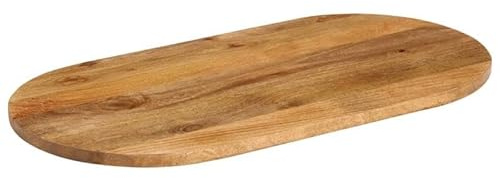 Eleganz Tischplatte Oval 110x50x3,8 cm aus massivem Mangoholz in Eichen-Optik - langlebig & stilvoll für Küche, Wohnzimmer oder Büro