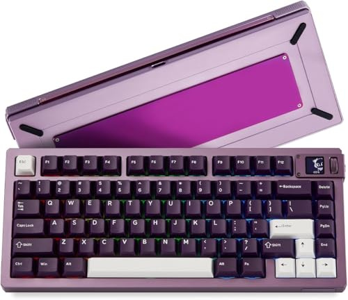 Akko MOD007 V5 HE Gaming-Tastatur, kabelgebunden, Schnellentriegelung, Aluminium, kabelgebundene Tastatur mit personalisiertem Bildschirm, Aluminiumplatte, Violett, AstroAim Switch